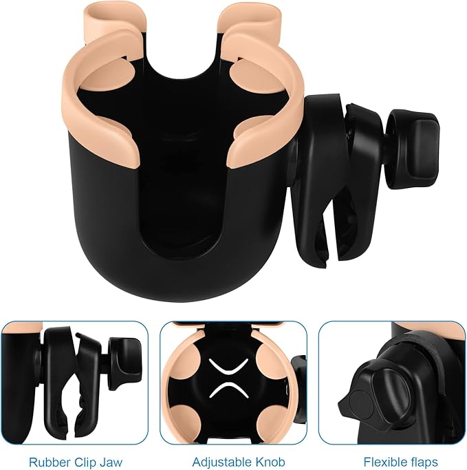 Accmor Stroller Cup Holder with Phone Holder, Bike Cup Holder, Universal Cup Holder for Uppababy Nuna Doona Strollers, 2-in-1 Cup Phone Holder for Stroller, Bike, Wheelchair, Walker, Scooter