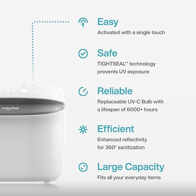 Babyfeel UV Light Sanitizer | UV Box Sanitizer | Conveniently Sanitizes in Minutes | Large Capacity | No Cleaning Required | Touch Control