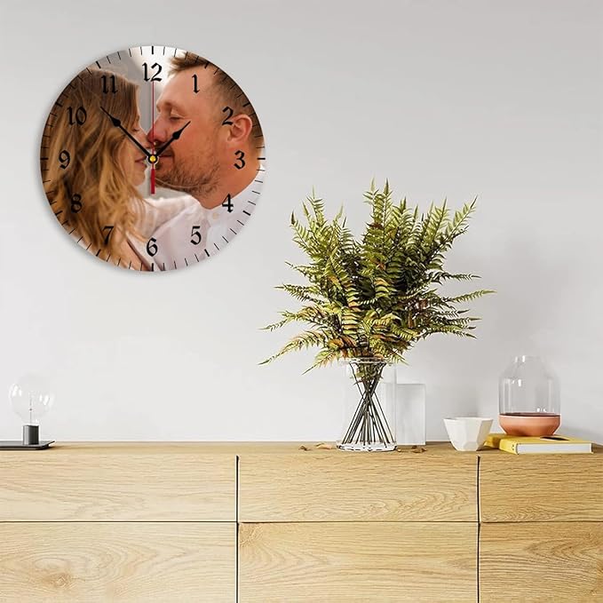 Generic Custom Clocks for Walls Personalized Clocks with Photo Text Logo Silent Non Ticking Round Decoration for Kitchen Creative, 12inch-30cm