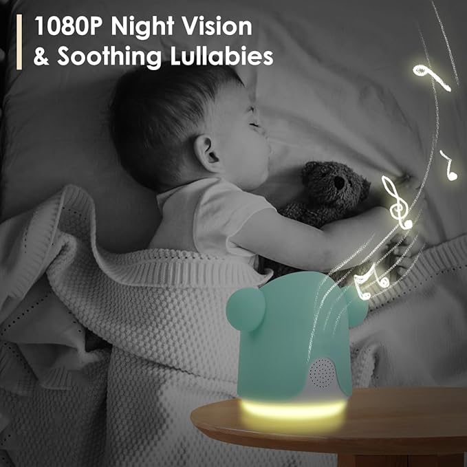 Baby Monitor with Camera and Audio, Split-Screen 1080P 2 Baby Cameras Lullabies WiFi Smartphone App Control Night Vision 4.3” Screen 2-Way Talk Temp&Humidity Sensor Motion & Cry Detection iOS/Android