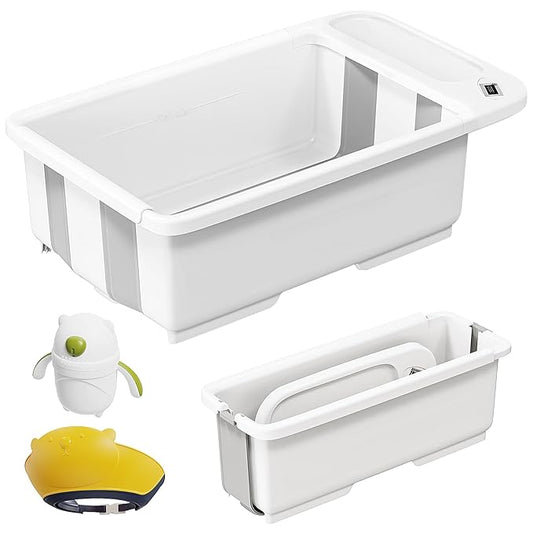 Collapsible Baby Bathtub with Smart Temperature Display, Portable Travel Bathtub, Ideal for 0-36 Months Infants