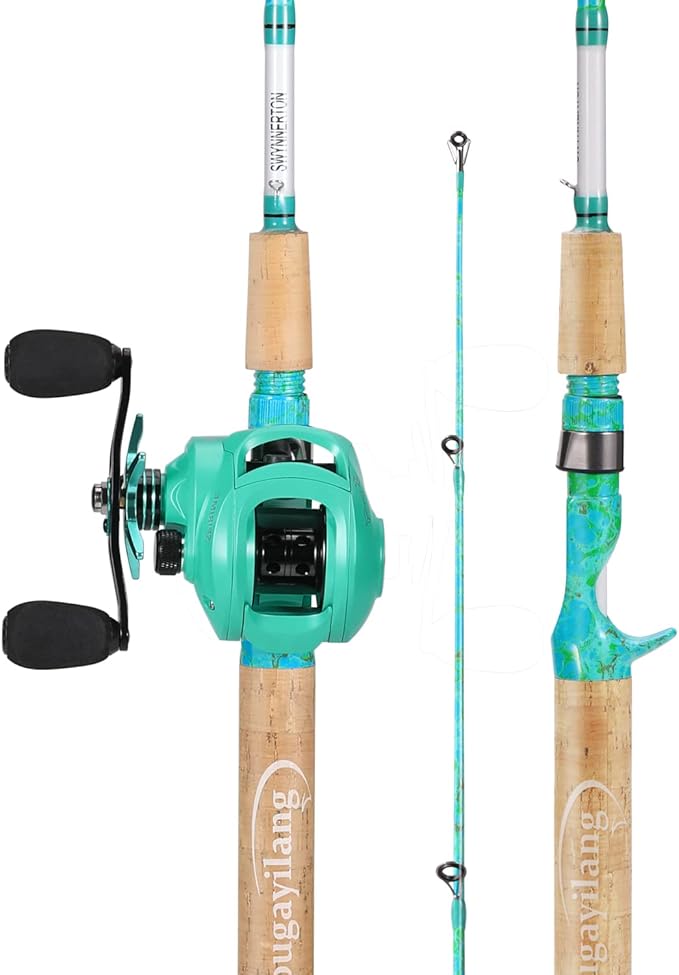 Sougayilang Fishing Rod and Reel Combo, 2-Piece 5-Foot 6-Inch Graphite & Fiberglass Rod, Durable and Strong, Quickset Anti-Reverse Fishing Reel (1Pack/2Pack)