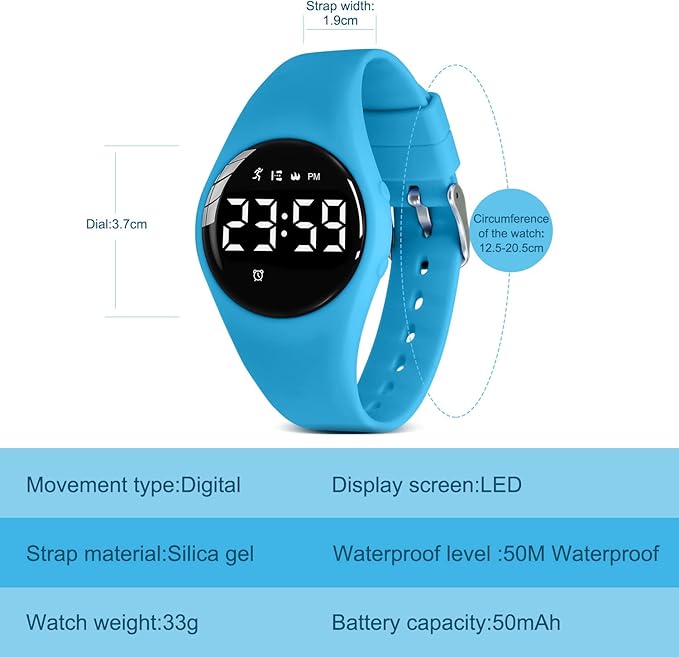 Kids Watches for Girls Boys Digital Sport Watch with Step Counter Pedometer Vibration Alarm Clock, No App Waterproof Fitness Tracker Kids Watch Boys Girls Teens Students Ages 5-16