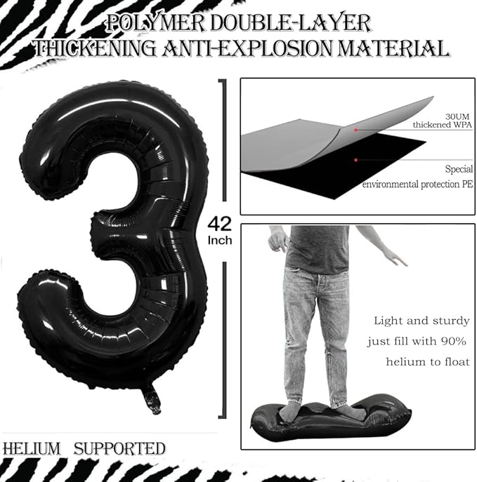 GOER Number 23 Balloons for 23rd Birthday Party Decorations,42 Inch Jumbo Foil Helium 32 Balloons for 32nd Birthday Party Decoration (Black)