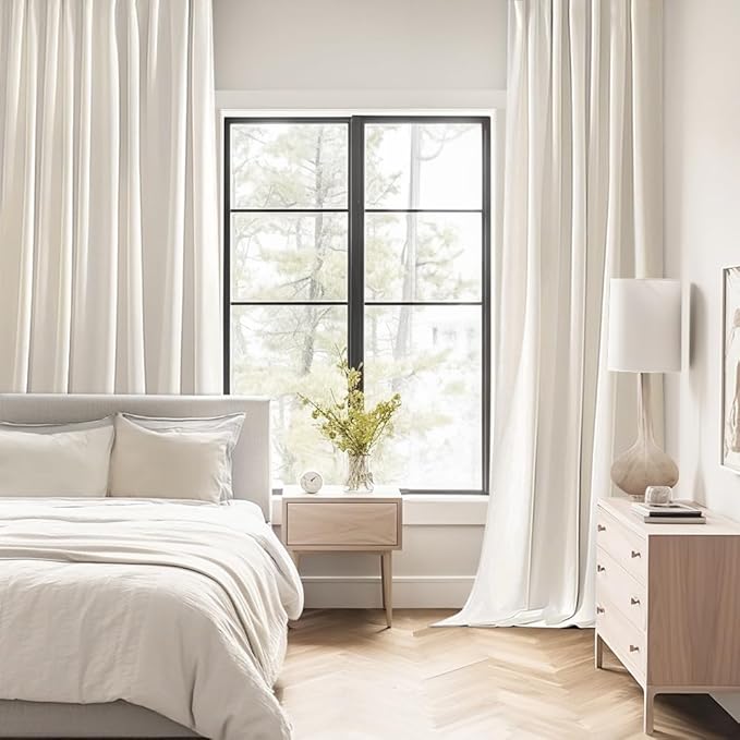 MIULEE Ivory Back Tab Blackout Curtains 84 Inch Length 2 Panels Set for Living Room Bedroom Privacy, Rod Pocket/Pinch Pleat Thermal Insulated Room Darkening Pleated Light Blocking Drapes