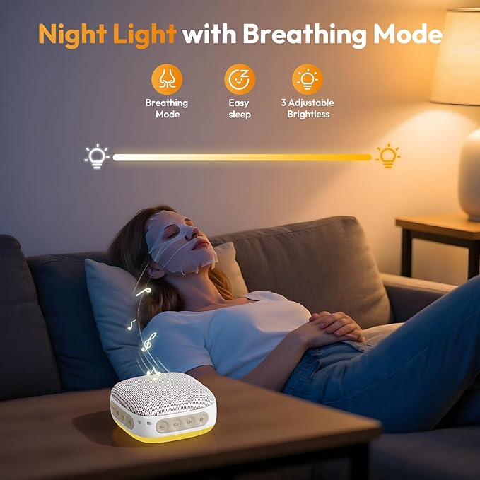 Portable Sound Machine for Travel, White Noise Sound Machine for Sleeping, 52-Hour Lasting Mini Noise Machine with 21 Quality Non-looping Sounds, Headphone Jack, Memory, Timer for Adults,Hotel (Khaki)