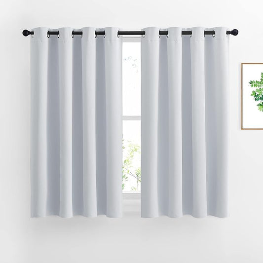 NICETOWN Greyish White Room Darkening Curtains - Window Treatment Thermal Insulated Grommet Panels/Drapes for Bedroom (2 Panels, 52 by 54)