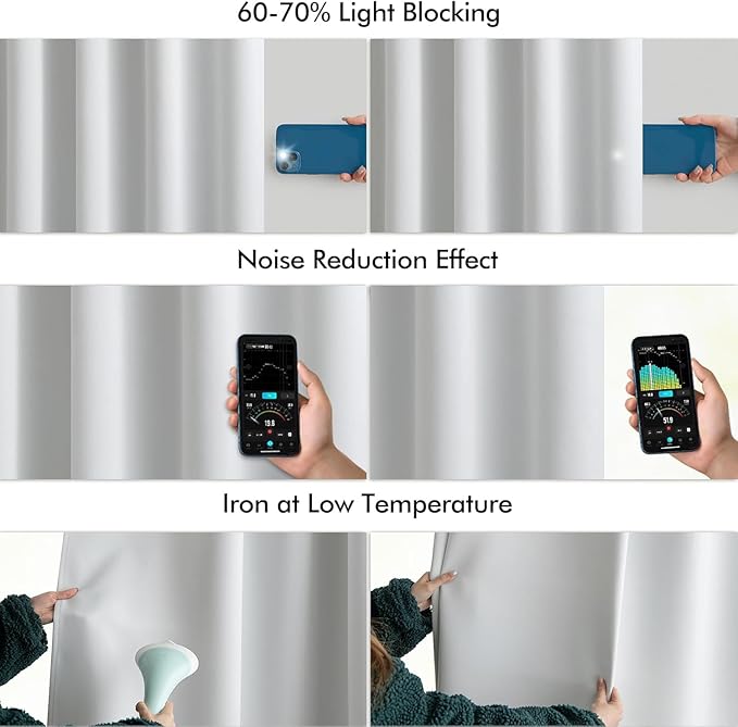 MIULEE Back Tab Light Blocking Curtains 102 Inch Long 2 Panels Set for Living Room Bedroom, Greyish White Rod Pocket/Pinch Pleated Thermal Insulated Room Darkening Floor to Ceiling Blackout Drapes