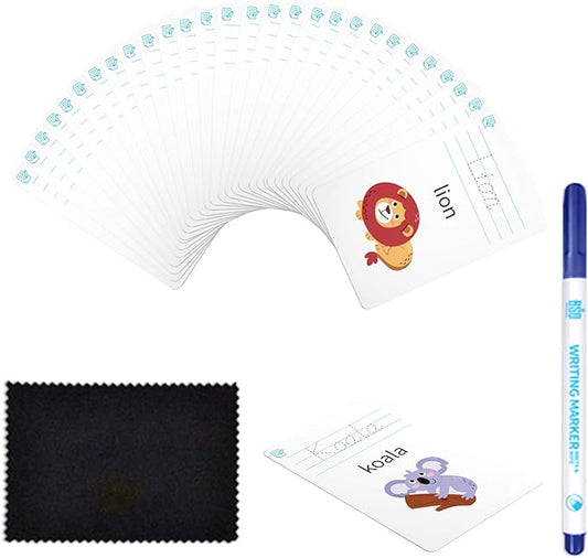 28 Pcs Letters Words Number Math Counting Recognition Cards for Kindergarten Preschool Toddlers Educational Toys RZKP-01 (Word)