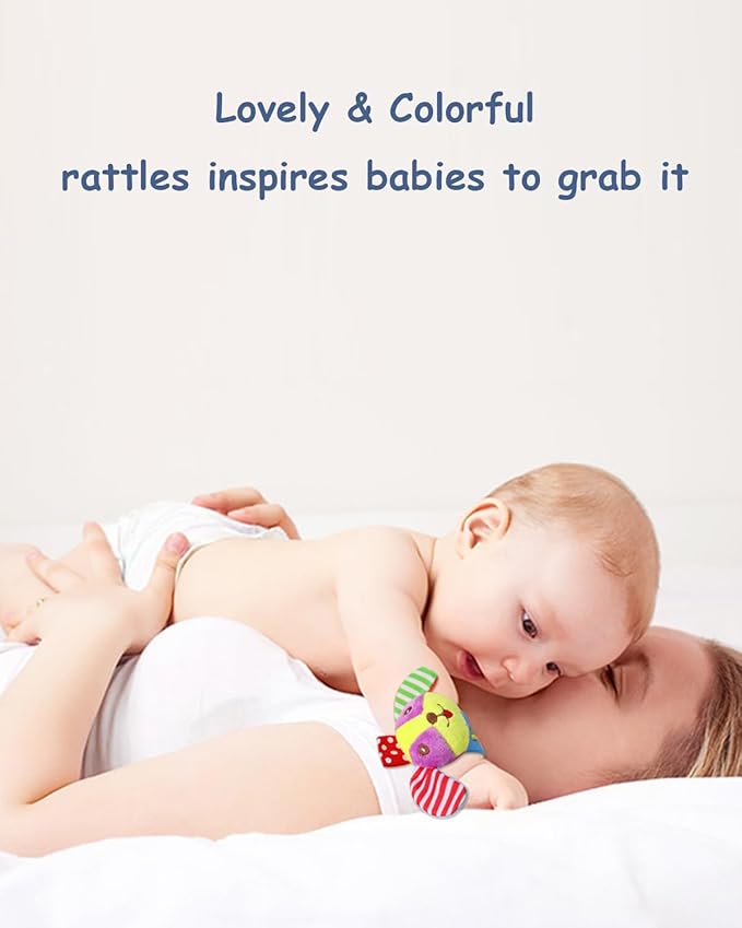 BLOOBLOOMAX Sock rattles for Babies 0-24 Months Baby Animal Foot Finder Educational Toys