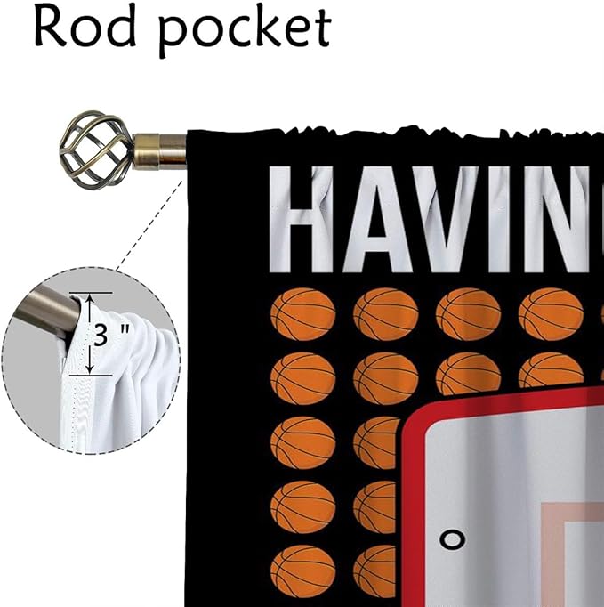 Basketball Blackout Curtains for Boy Girl Room Darkening Decor,Sports Themed Hoop and Many Basketballs Bedroom Living Room Home Rod Pocket Thermal Insulated Window Curtain/Drapes Panel,84x63 Inch…