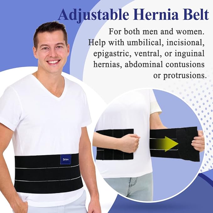 Umbilical Hernia Belt for Men Women Hernia Support Abdominal Binder Post Surgery Stomach Binder Belly Band for Men Surgical Binder Compression Navel Hernia Band Brace Abdominal Wrap (32-42 in)