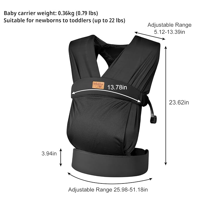 Baby Wraps Carrier Sling, Baby Carrier for Newborns and Toddlers,Skin-Friendly and Soft Front Baby Carrier Wrap Perfect Baby Gifts (Black, Mesh)