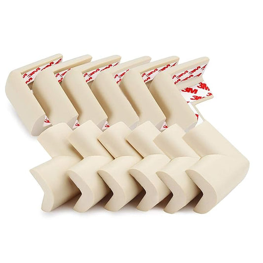 DYKESON Soft Corner Protector, Baby Safety Cushion, Corner Bumpers for Furniture, Corner Proofing for Baby, Corner Cushion, Table Edge Protector, Baby Proofing Edge, Corner Guards, 12 Pack, Beige