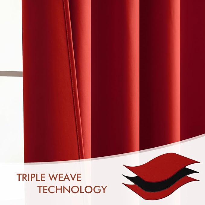 MIULEE Red Back Tab Blackout Curtains 120 Inch Long 2 Panels Set for Living Room Bedroom, Rod Pocket/Pinch Pleat Extra Long Thermal Insulated Room Darkening Pleated Light Blocking 10FT Drape