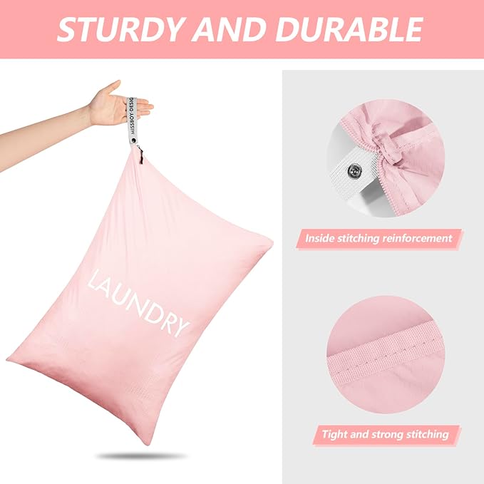 MissBoy Laundry Bag, Nylon Dirty Clothes Storage Bag, Splash-proof Travel Camping Laundry Bags with Zip, Lightweight Foldable Swimming Dry Wet Bag