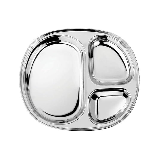 Ahimsa Stainless Steel Kids Plates - Divided Toddler Plates, Pediatrician Designed, Non Toxic Toddler Plate, Camping Plate, BPA Free & Dishwasher Safe (Single)