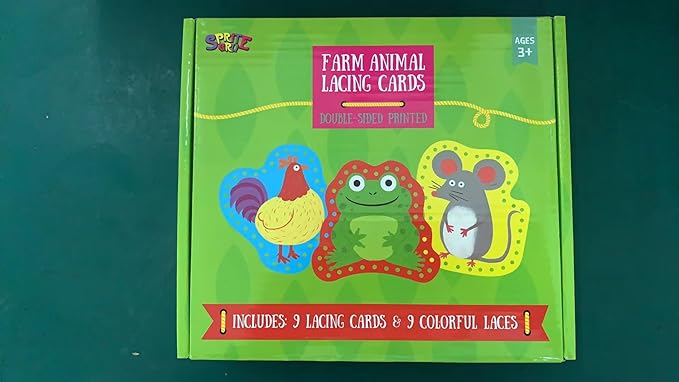 9 Pieces Kids Lacing Cards, Double Sided Sewing Cards in 9 Farm Themed Cards with 9 Colorful Laces, Imagination Development Lacing Toys Games for Children Educational and Learning Activity
