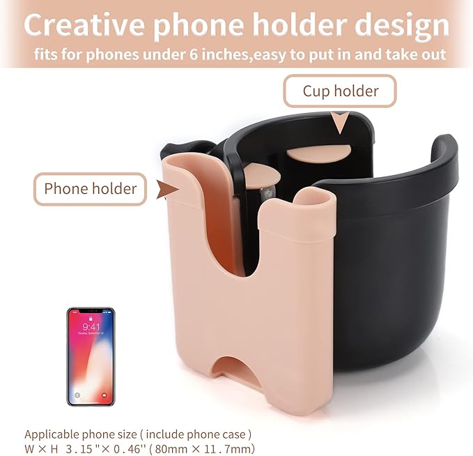 Accmor Stroller Cup Holder with Phone Holder, Bike Cup Holder, Universal Cup Holder for Uppababy Nuna Doona Strollers, 2-in-1 Cup Phone Holder for Stroller, Bike, Wheelchair, Walker, Scooter
