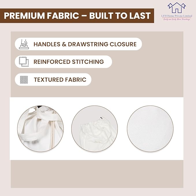 LFH Home Cotton Canvas Extra Large Laundry Bag with Handle, Heavy Duty Drawstring Closure Washable Laundry Bags School Travel, Home, Hotel, College Dorm, Organizer Sack, Toys Clothes 28x36-White