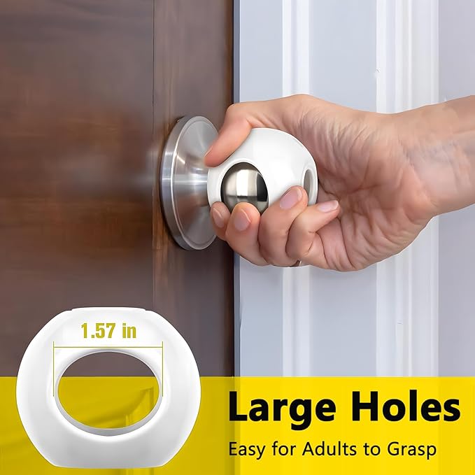 Large Size Door Knob Safety Cover for Kids (4 Pack) Child Proof Door Knob Covers Keep Kids from Opening Doors Baby Proof Door Knob Covers Fit Big Diameter Door Knob - Garage Bathroom Front Door Pantry