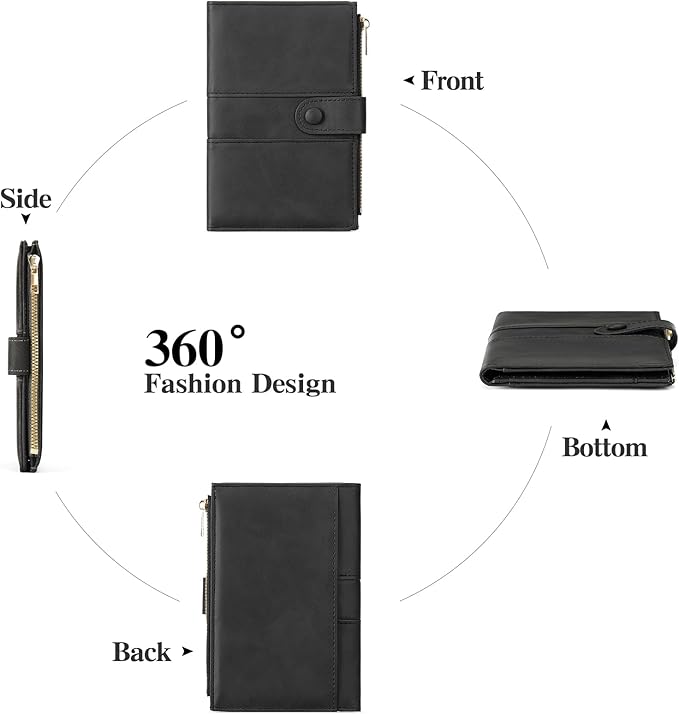 Passport Holder for Travel Rfid Passport Wallet for Women Men with Zipper Pocket Pen Sim Card Holders Slim Travel Accessories