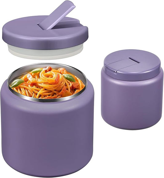 26oz Soup Thermo for Hot Food Kids with Buckle Lid Insulated Vacuum Food Jar Wide Mouth Leakproof Stainless Steel Lunch Container (Purple)