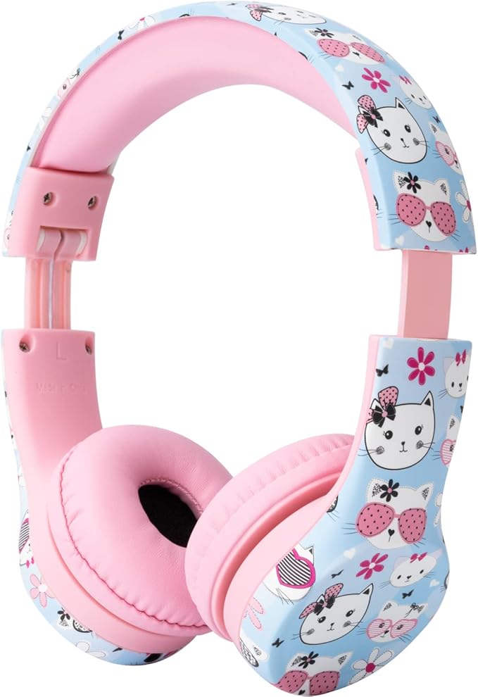 Snug Play+ Kids Headphones – Volume Limited 93dB for Safe Listening – Foldable, Durable Headphones for Toddlers, Boys & Girls – Tangle-Free Cord – Ideal for Travel, School, Tablets - Kitty