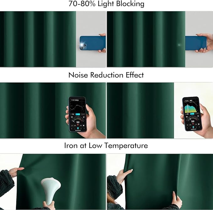 MIULEE Hunter Green Back Tab Blackout Curtains 102 Inch Long 2 Panels Set for Living Room Bedroom, Rod Pocket/Pinch Pleated Thermal Insulated Room Darkening Floor to Ceiling Window Drapes