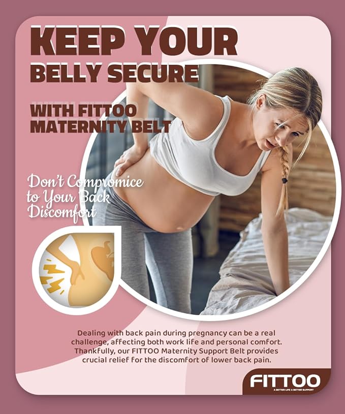 FITTOO Maternity Belt Back Support Belly Band Pregnancy Belt Support Brace Abdominal Binder Waist Support Black S