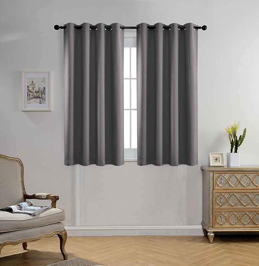 MIUCO Blackout Curtains Room Darkening Textured Grommet Window Curtains 2 Panels for Bedroom 52 x 63 Inch Grey