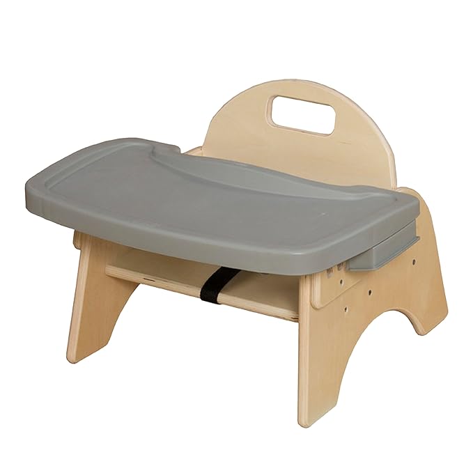 Montessori 5" H Wooden Baby Low Chair with Removable Tray & Safety Harness, Infant Chair with Modern Wood Design [ Fully Assembled]