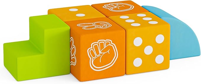 UMOMO Multi Form Combination Transformation 6 PCS Foam Climbing Blocks Gift for Children, Dice & Rock-Paper-Scissors Mode, Colorful Modular Climb Activity Play Set Toy for Toddlers Preschool Playroom