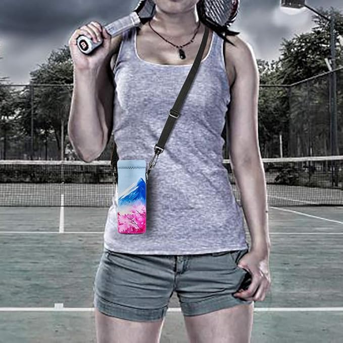 Neoprene Water Bottle Carrier Bag with Adjustable Shoulder Strap for Men Women Walking Hiking,Portable Insulated Holder Case for Stainless Steel/Glass/Plastic Bottles