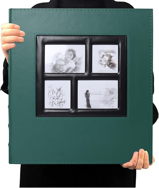 RECUTMS Photo Album 4x6 600 Photos, Large Capacity for Wedding Family Leather Cover Picture Albums Holds 600 Horizontal and Vertical 4x6 Photos (Dark Green)