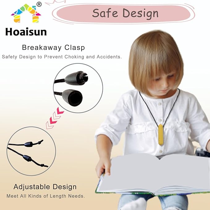 Chew Necklaces for Sensory Kids 6 Pack, Sensory Toys for Kids with Autism, ADHD, SPD, Chewing, Biting, Autism Sensory Products Silicone Chew Toys Necklace for Adults Reduce Anxiety Fidget