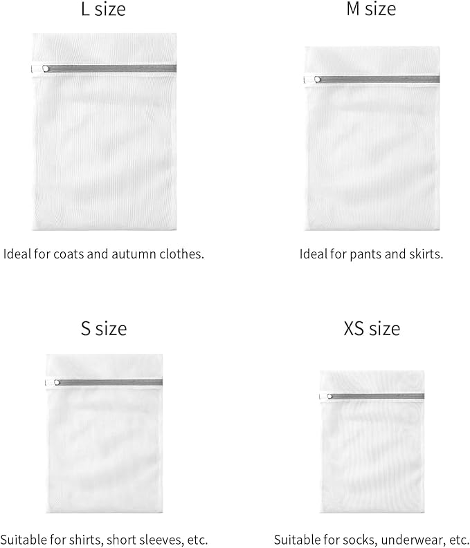 10 Pack Mesh Laundry Bags for Delicates with Non Rust Zipper- MDSXO White Laundry Bags Mesh Wash Bags, Easy Fit Bra, Sock,Lingerie,Sneaker,Baby Laundry for Washing Machine Travel Storage[1XL/3L/3M/3S]