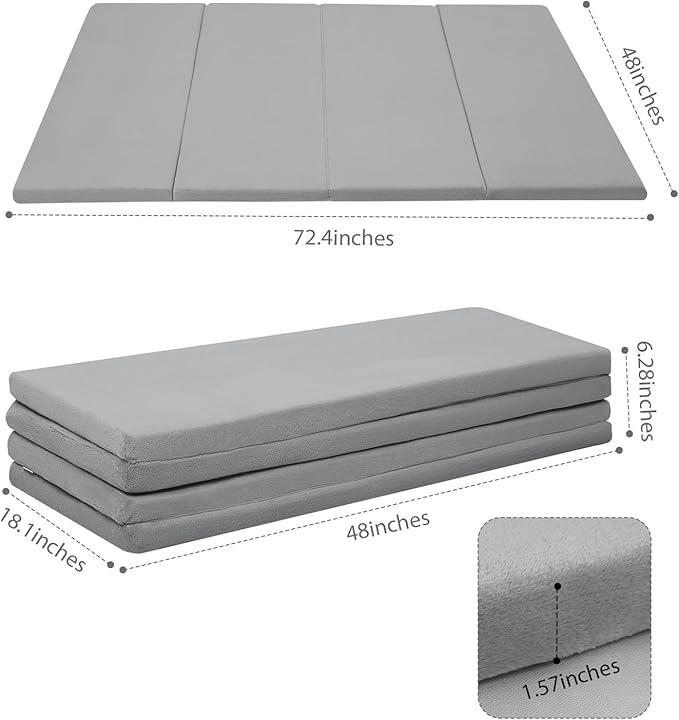 MeMoreCool Kids Floor Futon Mattress Large 6x4 FT, Thicken Foam Tatami Mattress for Children Play Area, Foldable Sleeping Pad Crawling Tatami Mat for Playroom