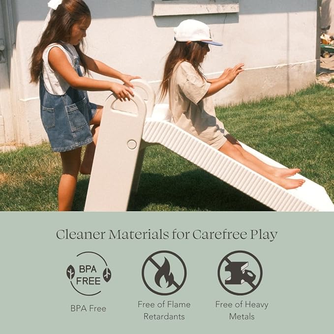 PLAYSMOL Slope Slide for Kids, Indoor/Outdoor Toddler Slide with Handles, Foldable for Easy Storage, Freestanding Playground Toy for Ages 3+