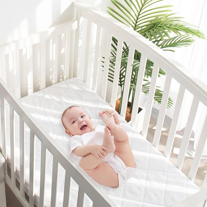 Zippered Crib Mattress Protector - Waterproof Crib Mattress Encasement, Breathable and Absorbent, 6 Sides Fully Encased Cover