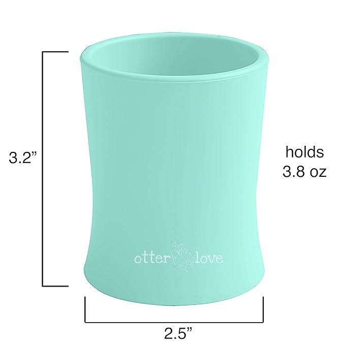 otterlove Silicone Baby & Toddler Training Cup - Pediatric OT Approved - 100% Platinum Pure LFGB Silicone - Unbreakable - Plastic Free - Tiny Cup Perfect for Baby Led Weaning (Mint)