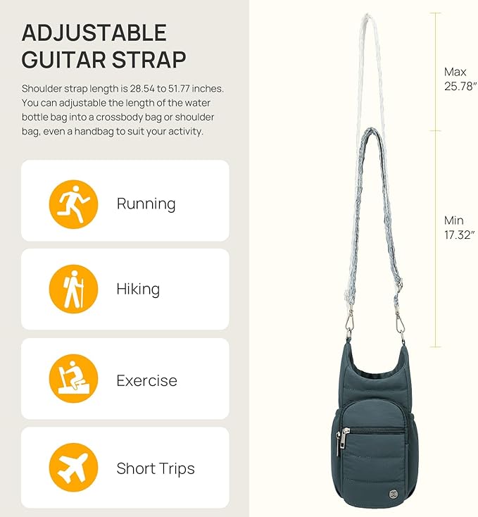 Telena Water Bottle Holder with Strap RFID Crossbody Bags for Women for Walking, Hiking, Cycling