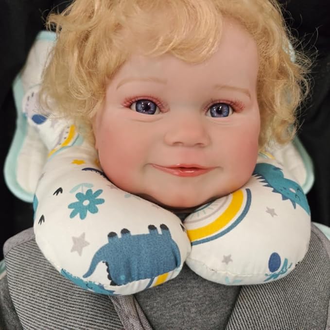 Baby Neck Pillows, Comfortable Baby Travel Head Neck Support Pillow for Car Seat Stroller Pushchair, Soft PP Cotton Travel Pillow for 0-1 Year Old Toddler Infant Newborn, Dinosaur