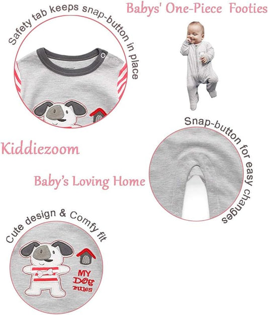 Kiddiezoom Baby and Toddler Boys'Snug Fit Footed One-Piece Romper Jumpsuit Cotton Cotton Footed Outfit