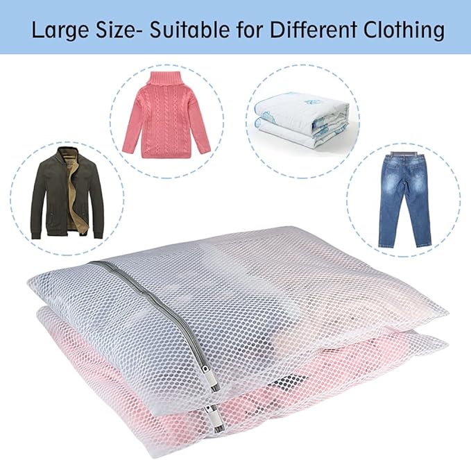 Vivifying Large Mesh Laundry Bags, 2 Pack Honeycomb Mesh Wash Bags for Washing Machine, Delicates Clothes, Sweater, Coats, Stuffed Toys, Blanket (White)