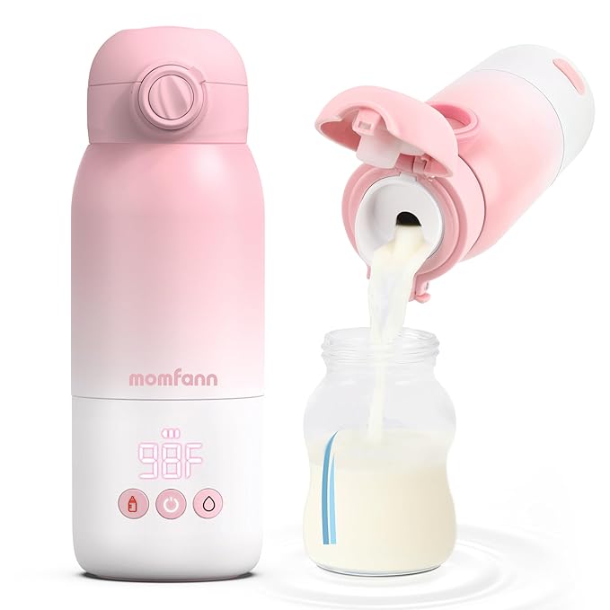 Portable Bottle Warmer for Travel, Dual Heating Modes for Breastmilk & Water, Portable Bottle Milk Warmer with Fast Heating & Long Battery Life, 10 Ounces Large Capacity (Pink)