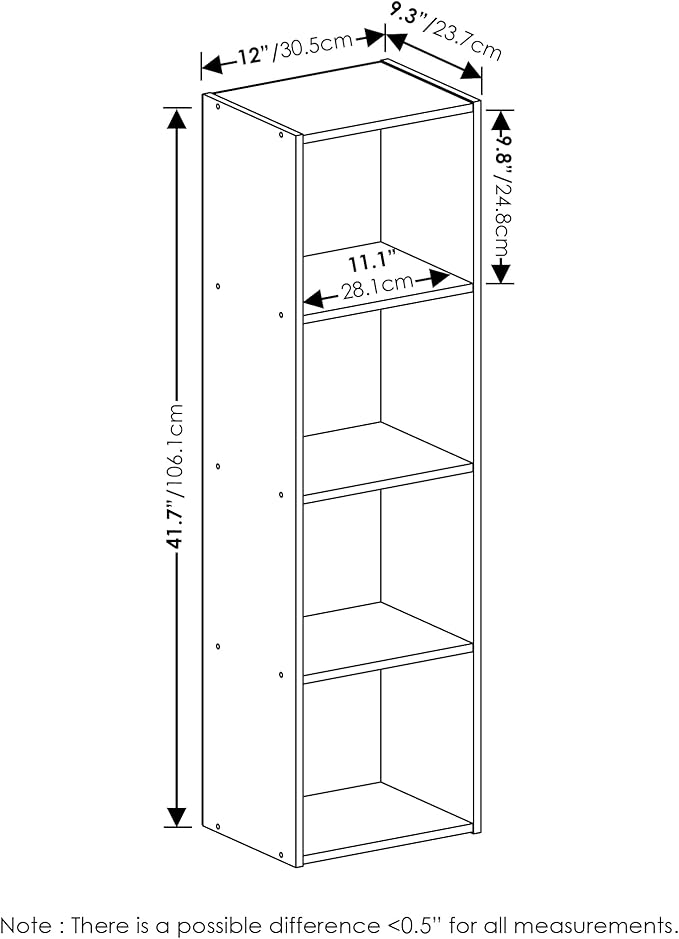 Furinno Luder Bookcase / Book / Storage, 4-Tier Cube, Pink/White