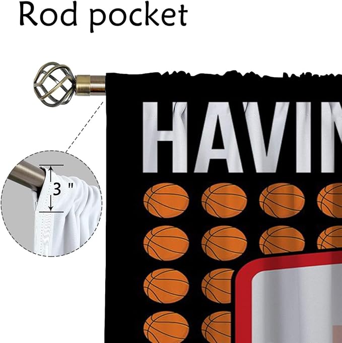 Basketball Blackout Curtains for Boy Girl Room Darkening Decor,Sports Themed Hoop and Many Basketballs Bedroom Living Room Home Rod Pocket Thermal Insulated Window Curtain/Drapes Panel,63x63 Inch…