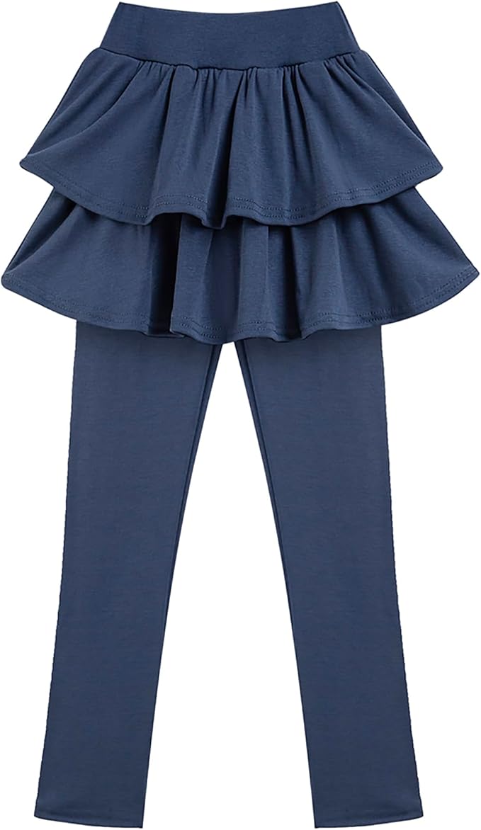 Girls School Uniform Pants Leggings with Skirts Stretch Warm Jegging 4-12 Years