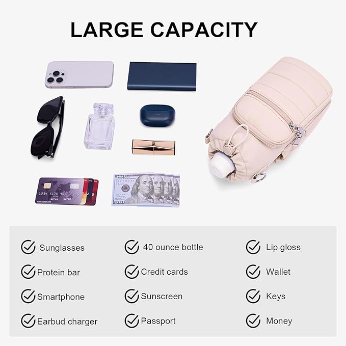 Water Bottle Bag 40 oz Crossbody Holder for Walking Hiking Insulated Carrier Purse with Adjustable Strap